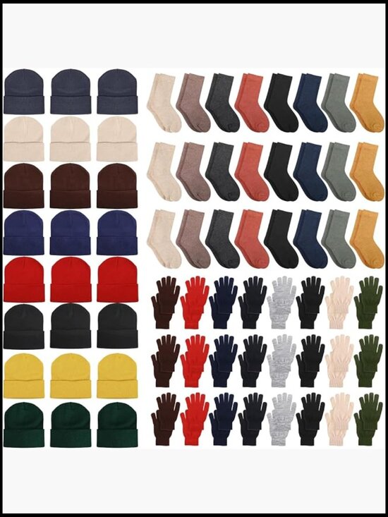 Bulk Knit Beanie Hat Gloves Socks Set 72pc Unisex Winter Thermal main image 7